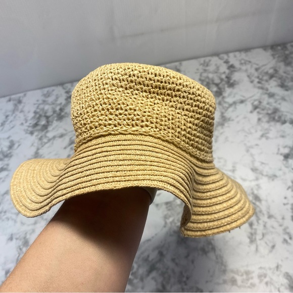 Beach Travel Cream / Tan Lightweight Packable 100% Paper Woven Wide Brim Hat - Picture 12 of 14